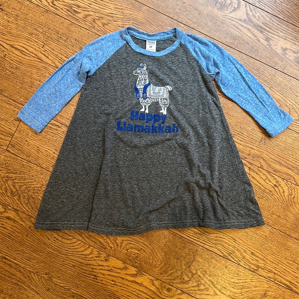 Happy Llamakkah shirt/dress - 6T